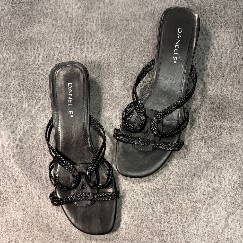 Danelle Black Braided Slide Sandals